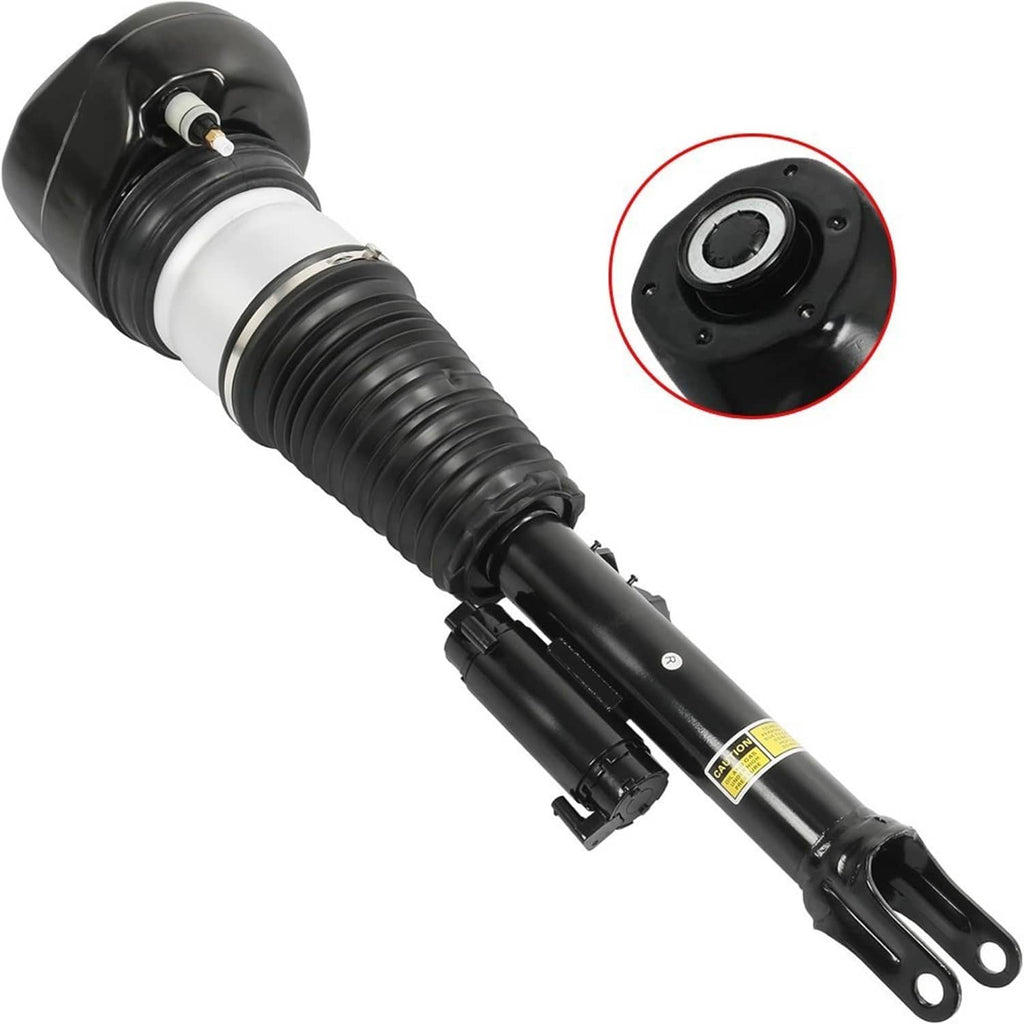 Air suspension shock strut view with highlighted top mounting plate and bushing