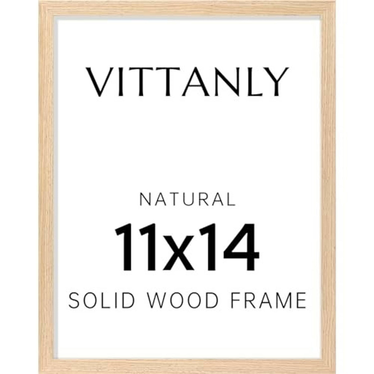Natural solid wood picture frame with clear plexiglass, 11x14 front view