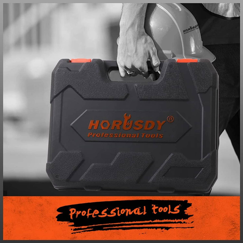 HORUSDY professional tools black case with handle for storing chrome wrenches