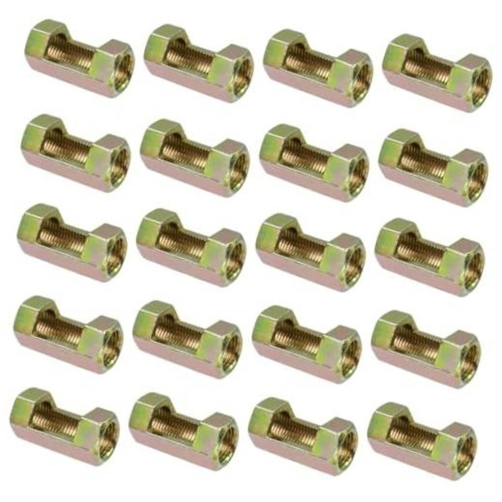 Gold-toned hex coupling nuts with female threads, set of assorted connectors