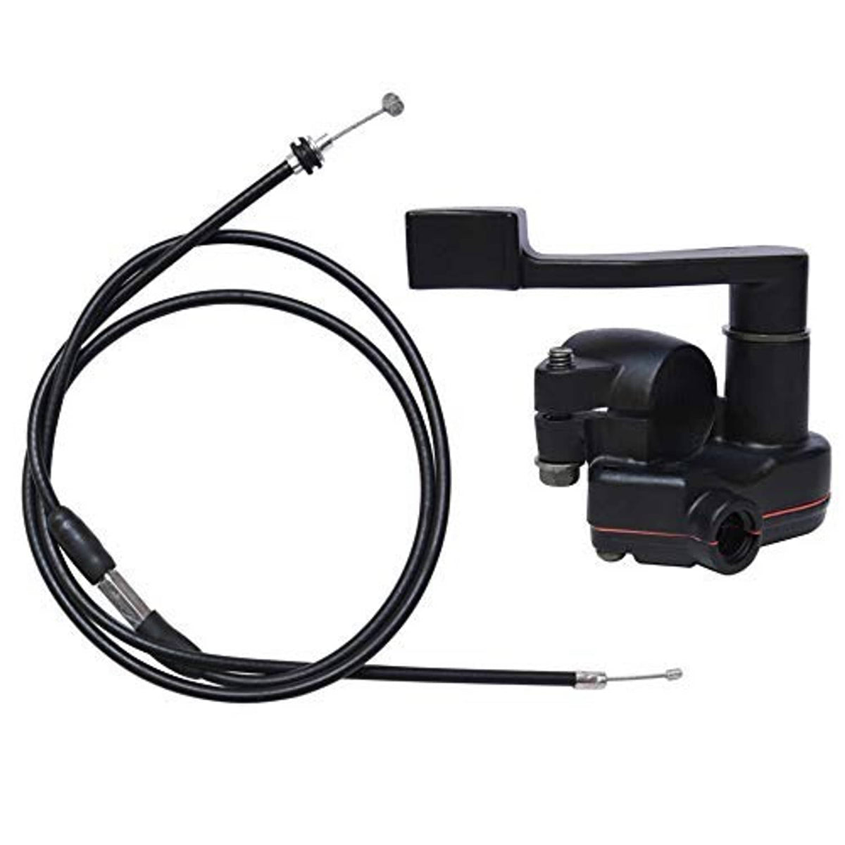 Black thumb throttle cable accelerator handle assembly with lever housing and cable