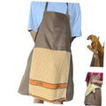 Brown kitchen apron with front pocket and beige towel panel
