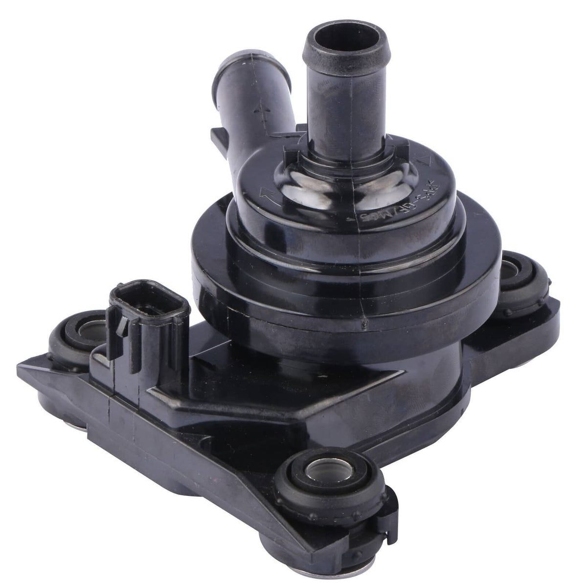 Black electric inverter water pump with top outlet pipe and base mounting holes