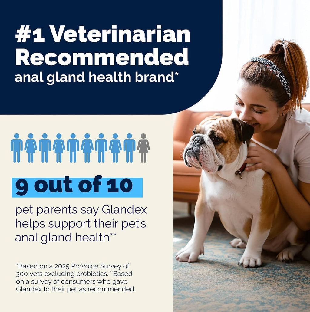 Dog anal gland health chew jar promotion with veterinarian recommendation statistics