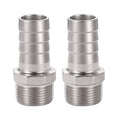 Stainless steel hose barb to NPT male fitting, threaded connector with smooth barb ends