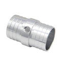 Metal radiator hose barb adapter with threaded port on the body, silver finish.