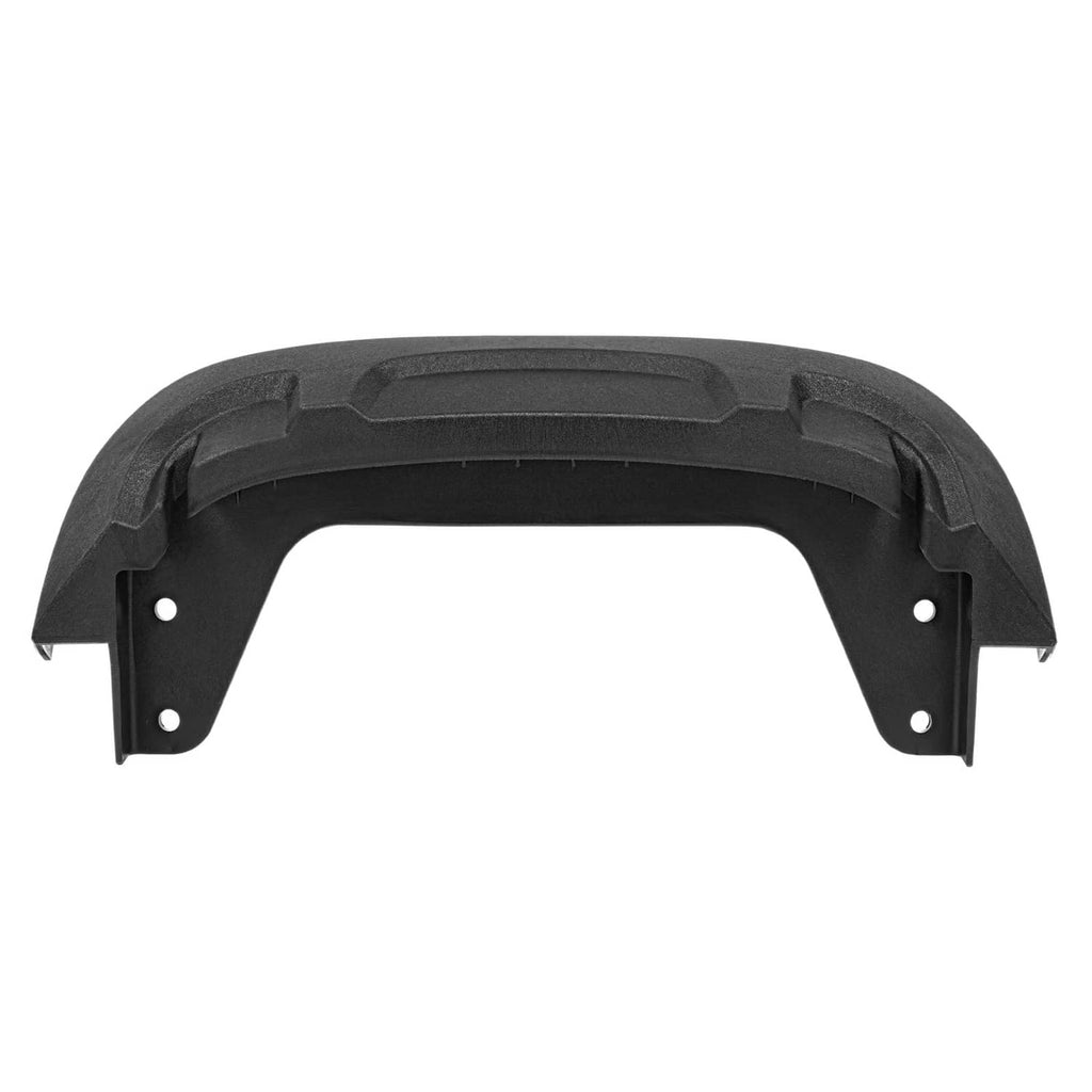 Black plastic hood pivot bracket cover with two mounting holes on ends