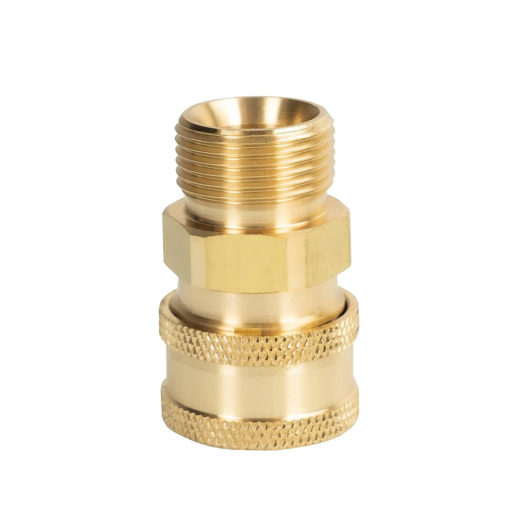 Brass threaded quick-connect pressure washer adapter with knurled grip