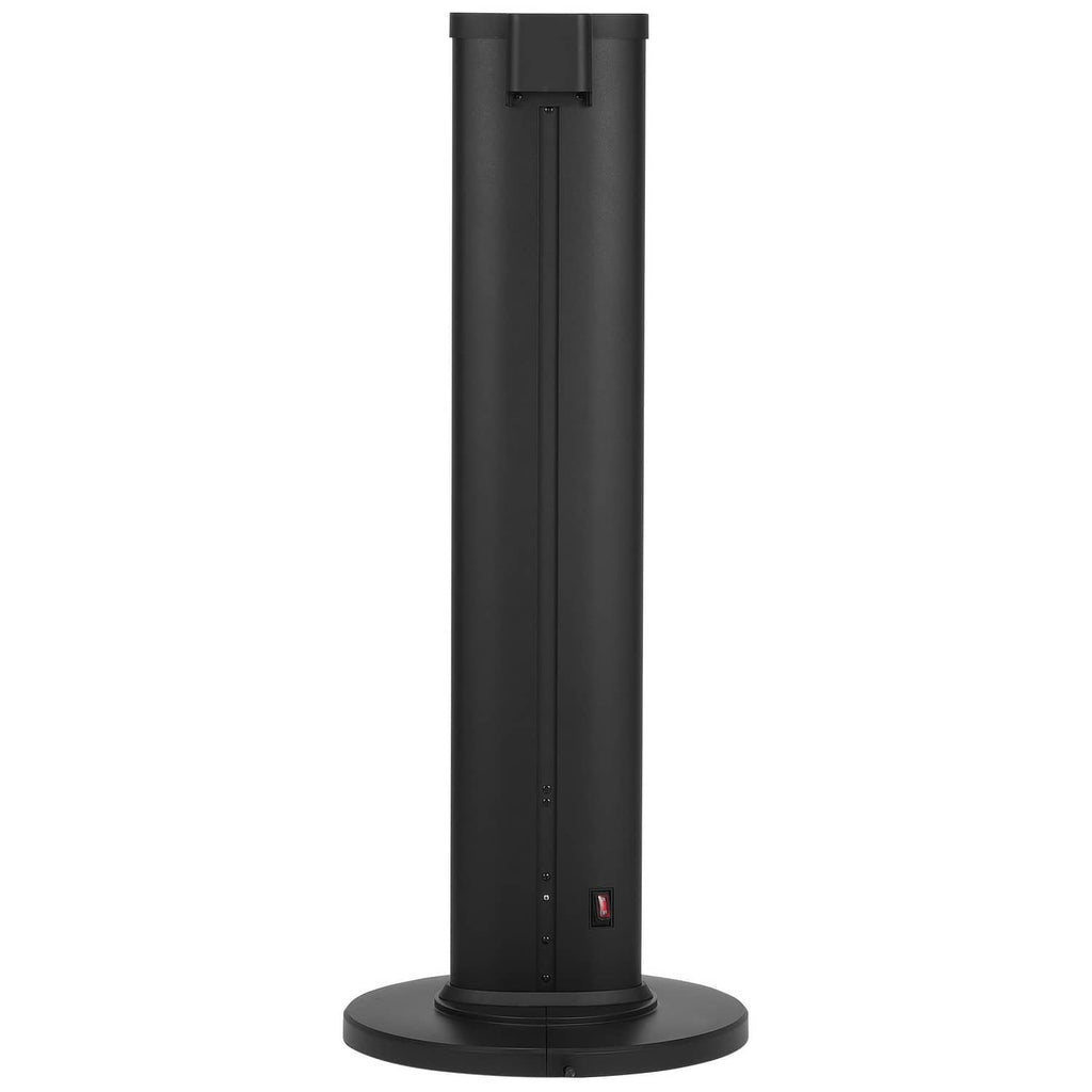 Black infrared space heater with side control panel and round base