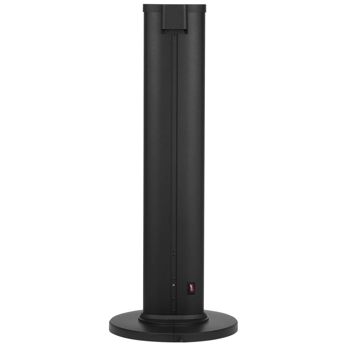 Black infrared space heater with side control panel and round base