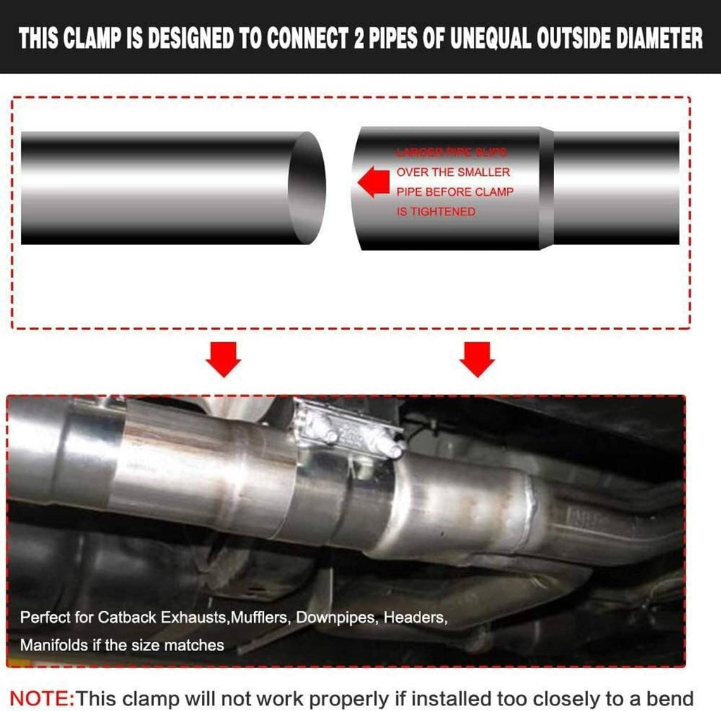 Exhaust lap joint band clamp with hardware for connecting two exhaust pipes