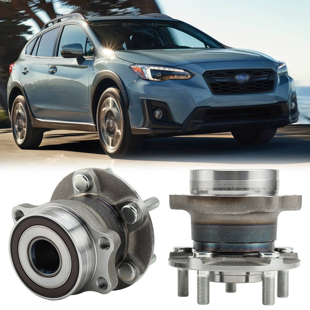 Pair of rear wheel hub bearing assemblies with metal flange and mounting studs