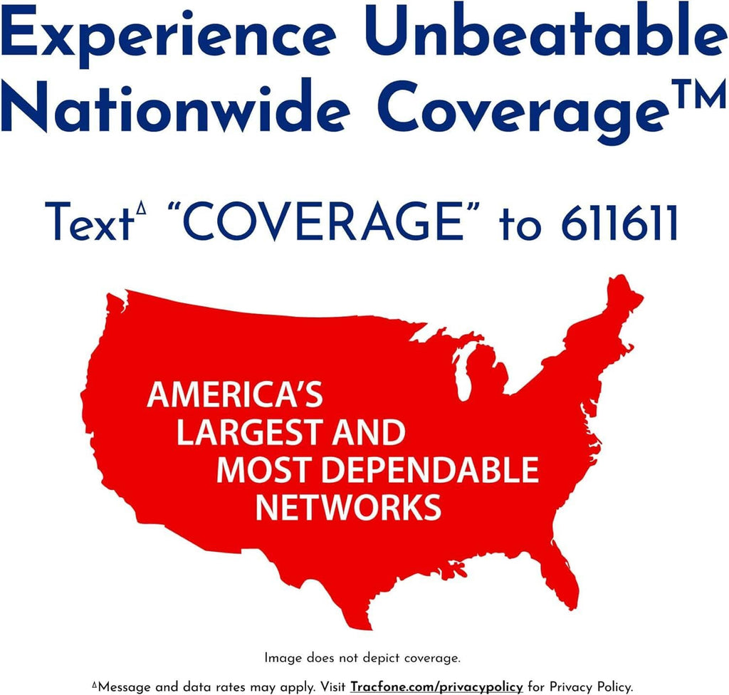 Nationwide coverage map card with text “COVERAGE” to 61161 instruction