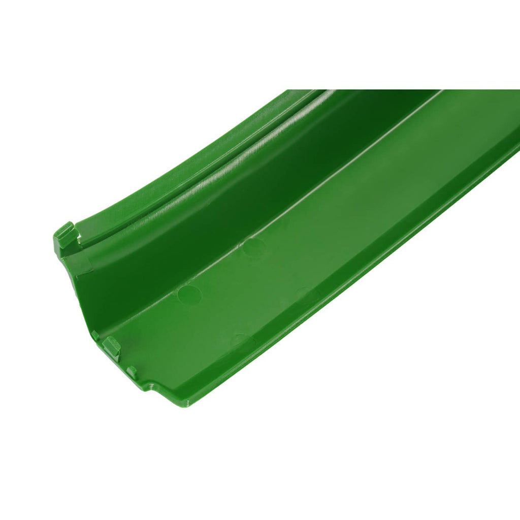 Front bumper replacement panel, green plastic with molded edges and tabs