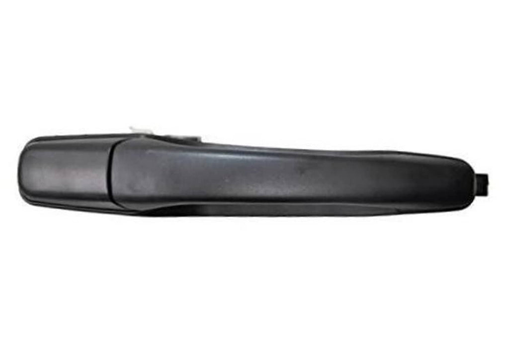 Textured black exterior door handle, front side, smooth curved grip