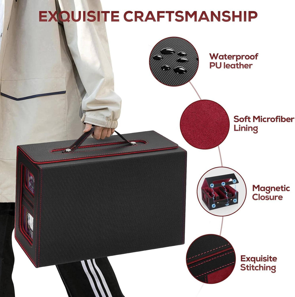 Black and red deck case with magnetic closure, waterproof leather look, and soft microfiber lining.