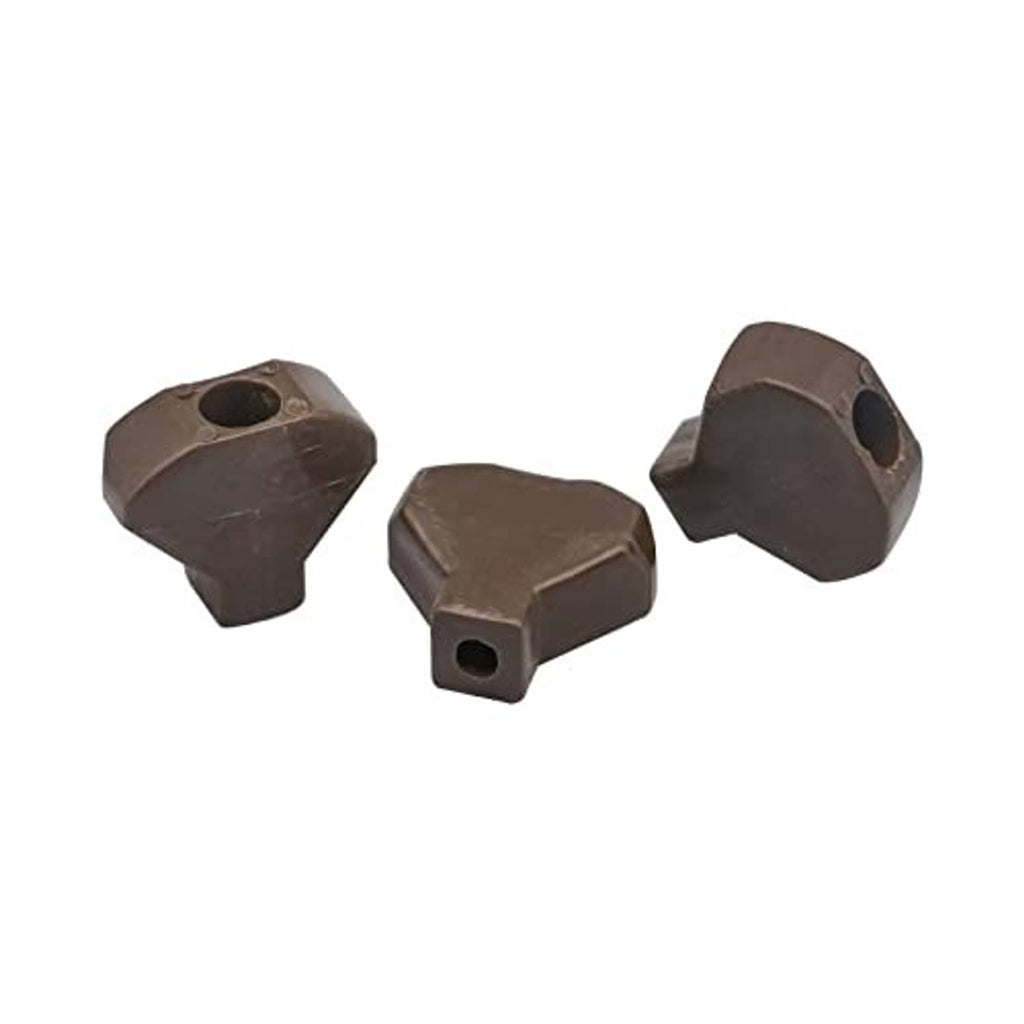 Dark brown hex clutch buttons and mounting bolt pieces, three-piece set
