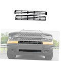 Mesh grille insert with black frame and gray bar mesh for front bumper opening.
