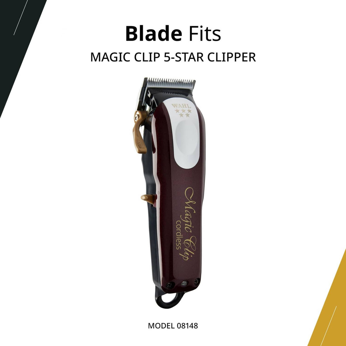 Clippers with stagger-tooth 2-hole blade installed on a Magic Clip