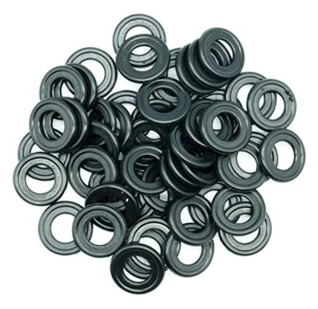 Set of rubber drain plug gasket washers, dark gray rounds with center holes (50 pcs)