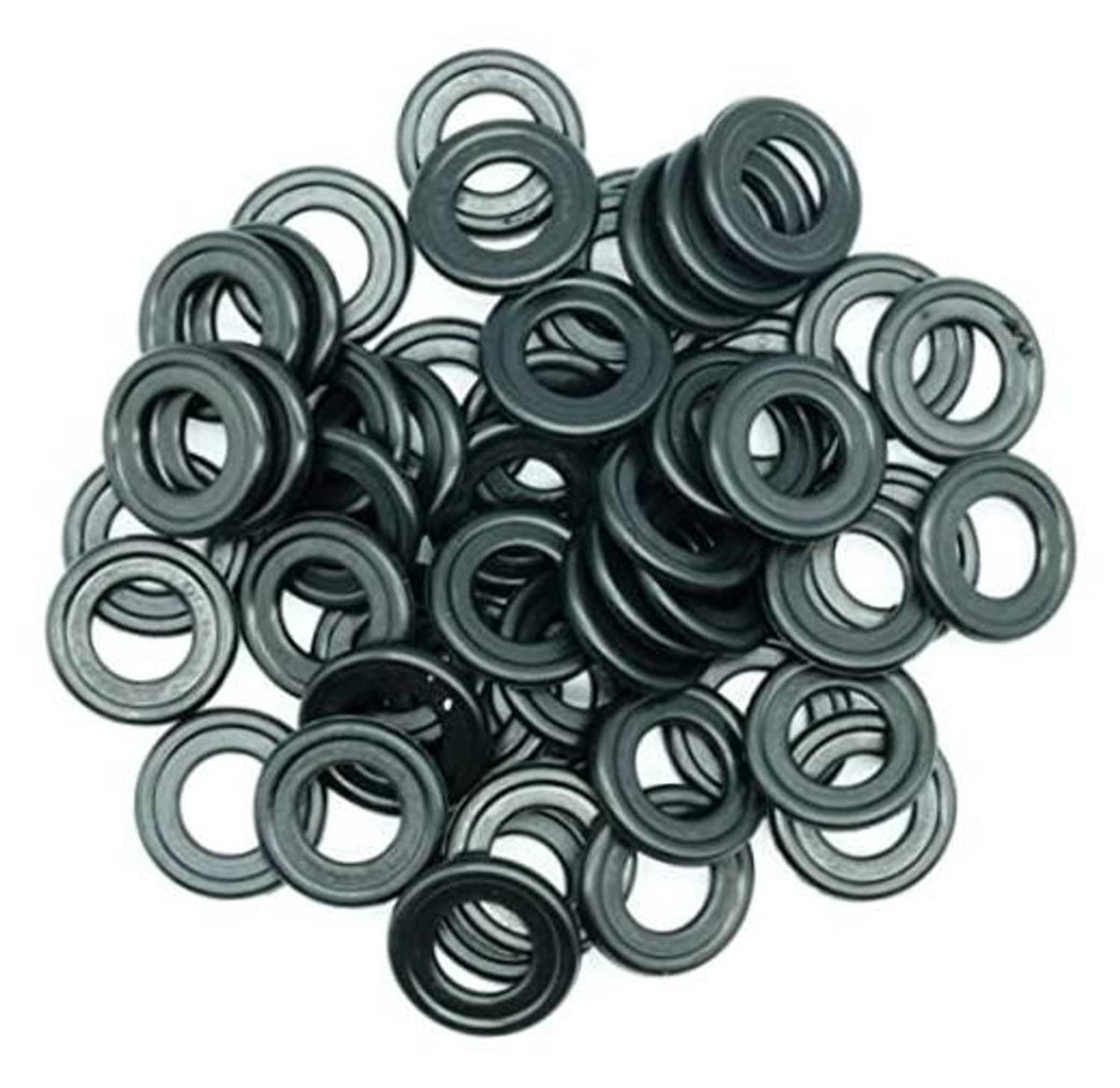 Set of rubber drain plug gasket washers, dark gray rounds with center holes (50 pcs)