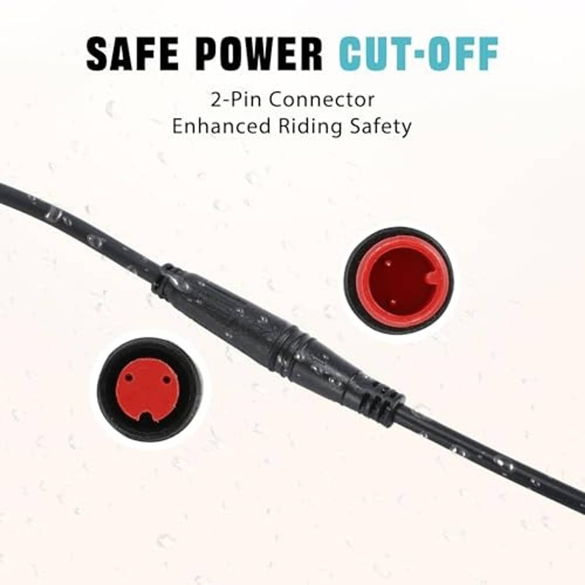 2-pin e-bike brake cable with black connector and red cut-off end