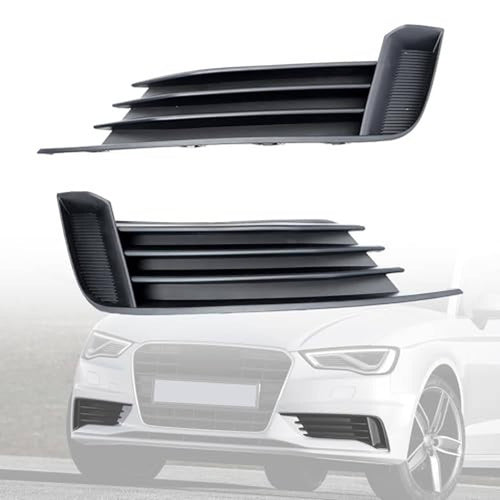 Front bumper lower grille set with black horizontal slats and outer side fin