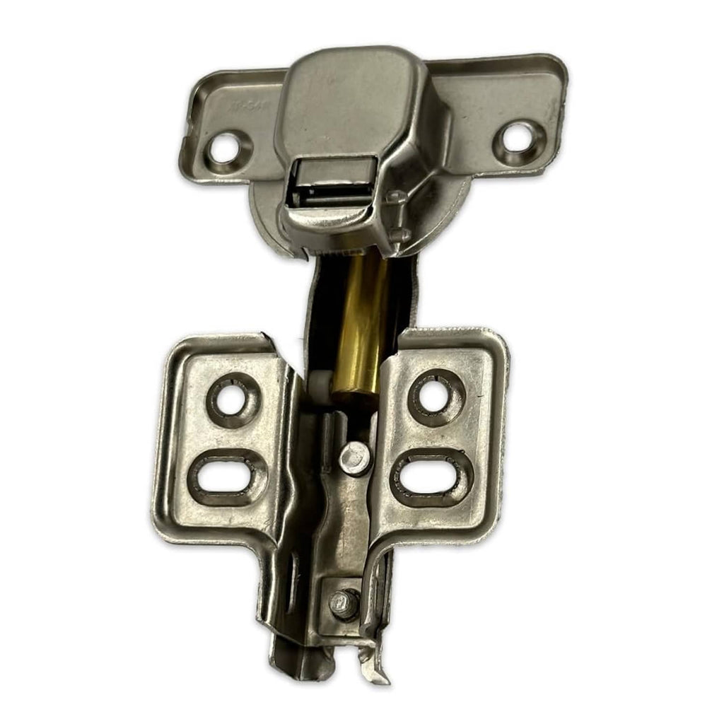 Concealed corner cabinet hinge, silver mounting plate and pivot arm