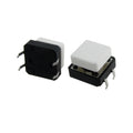 Momentary tactile push buttons, black base with white top, metal pins (set of 20)