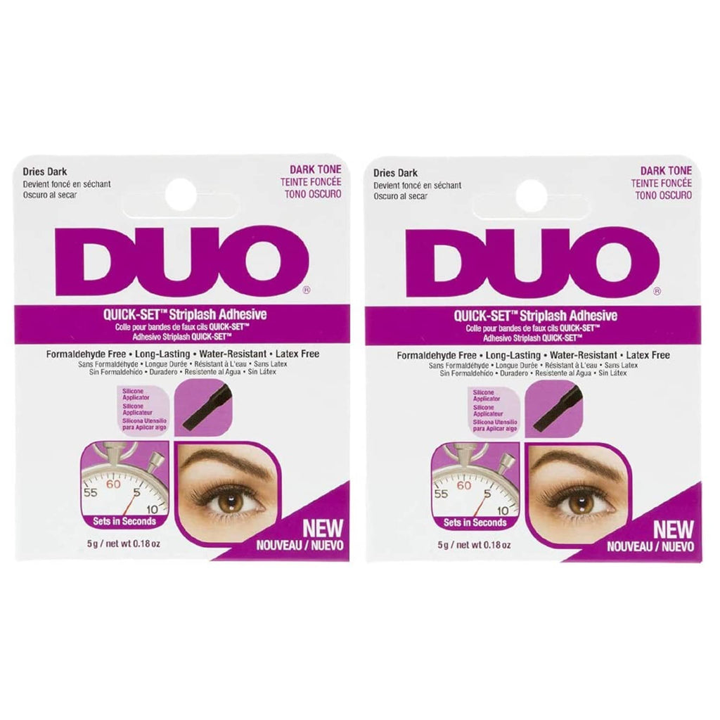 DUO dark-tone strip lash adhesive pack, quick-set glue, latex-free, 0.18 oz