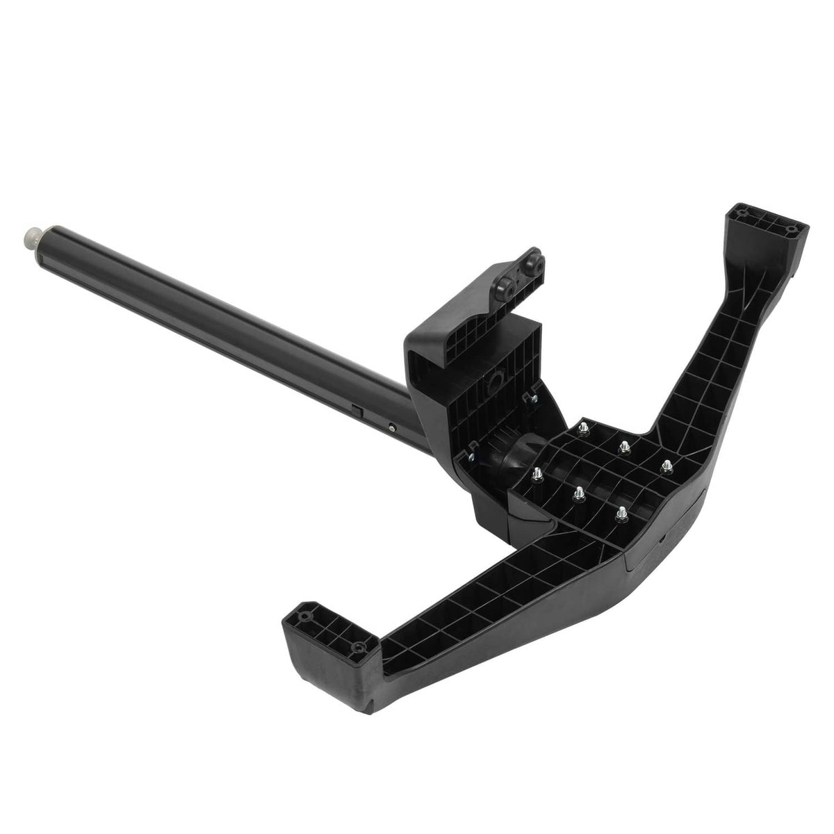 Black wake pylon assembly with long post, base arms, and mounting plate