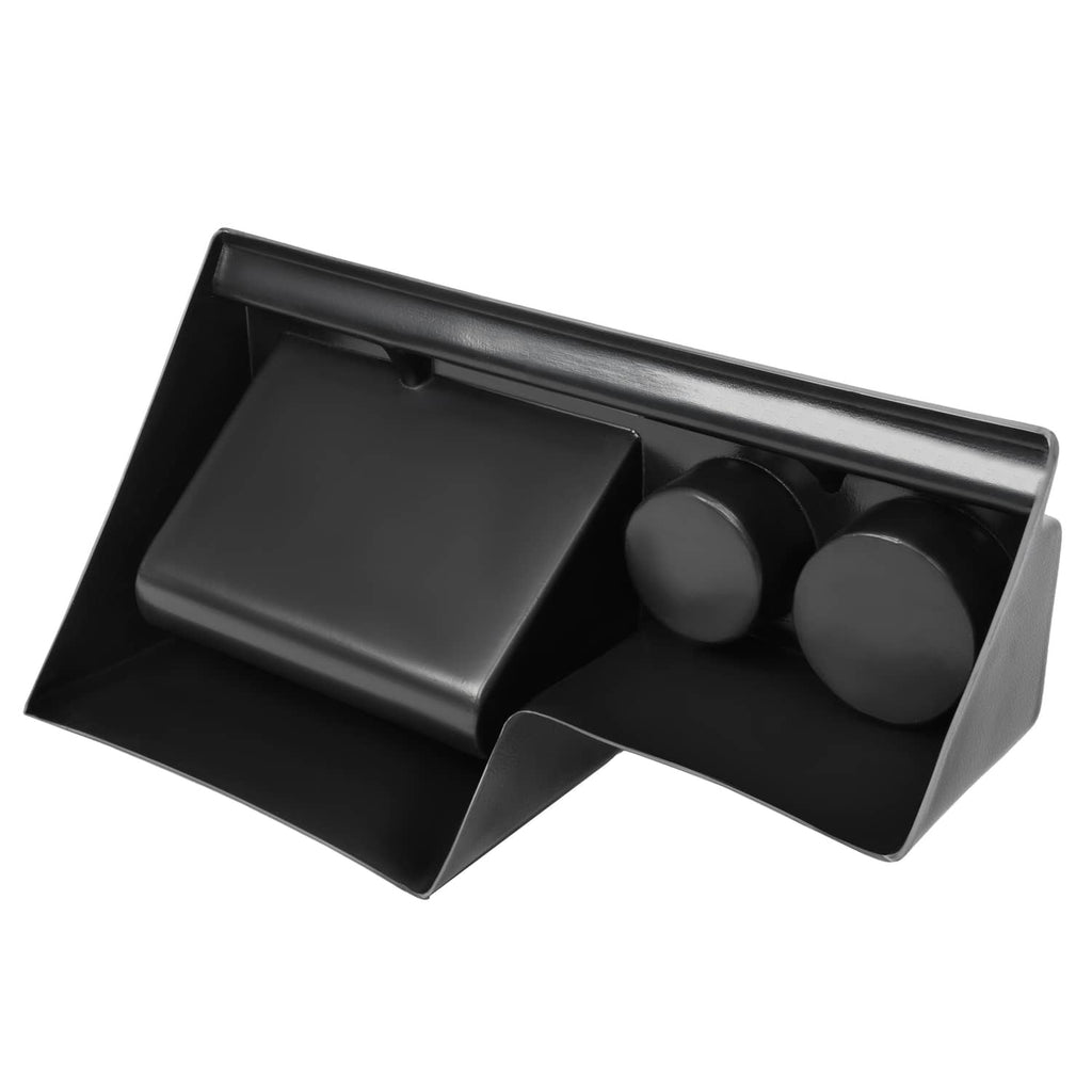 Black cab caddie with flip-down style base and two beverage cup holders