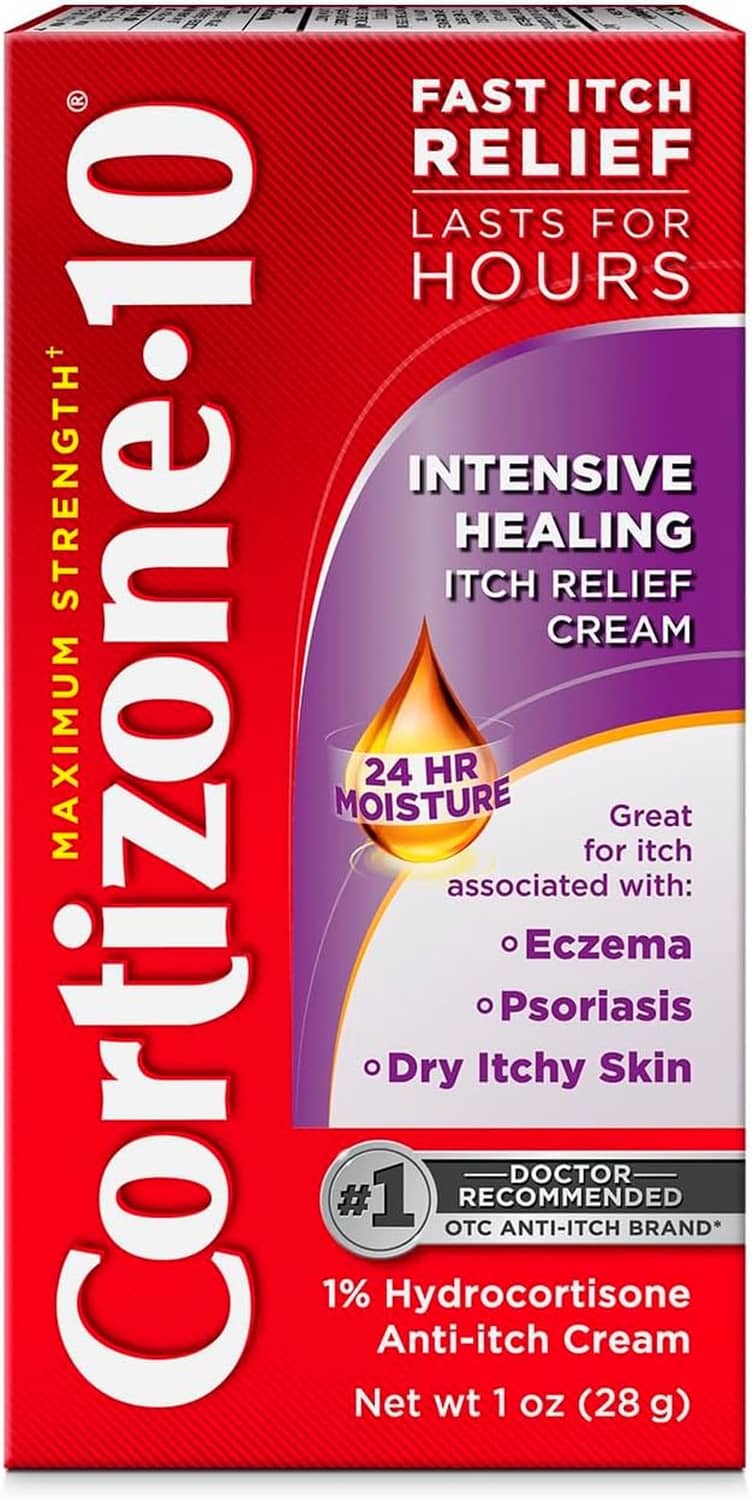 Cortizone-10 1% hydrocortisone intensive itch relief cream, anti-itch tube package