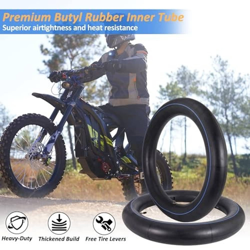 Thick butyl motorcycle inner tubes, black with blue stripe, for off-road and street bikes