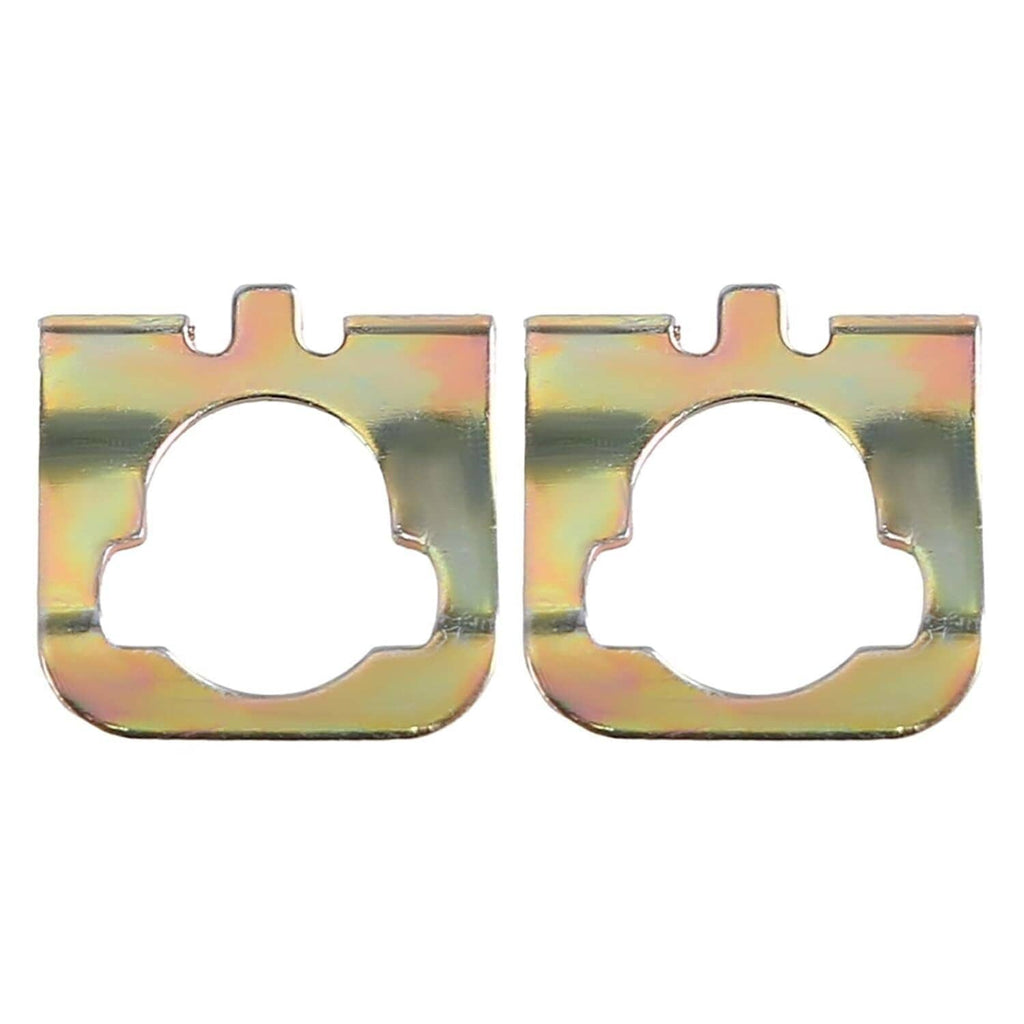 Two yellow-zinc mounting bracket retainer plates for lock cylinder installation