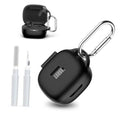 Black JBL Live Pro 2 earbuds case cover with carabiner clip and charging port cutout.