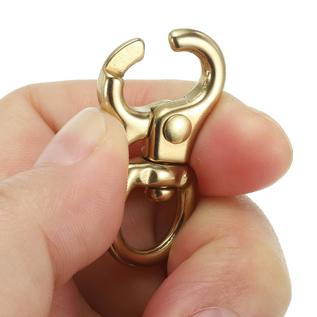 Brass lobster clasp keychain clasp held in hand, oval spring latch