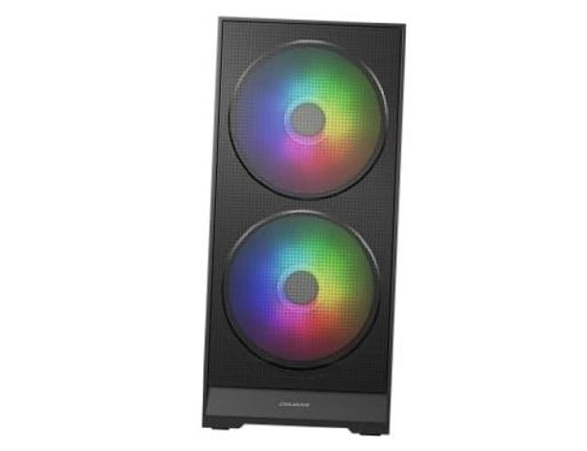 Black ATX mid-tower case with two RGB front fans