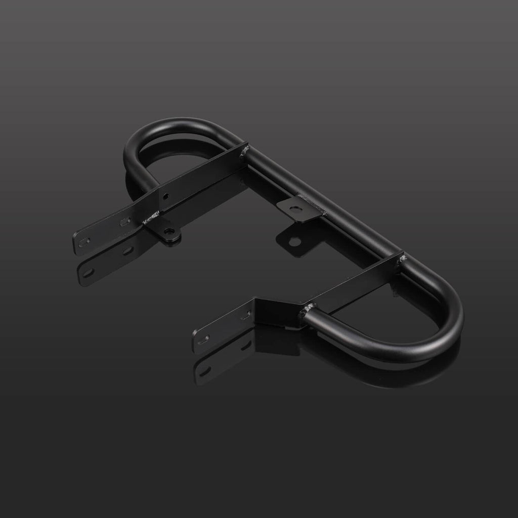 Black rear grab bar with curved hand loop and multiple mounting tabs