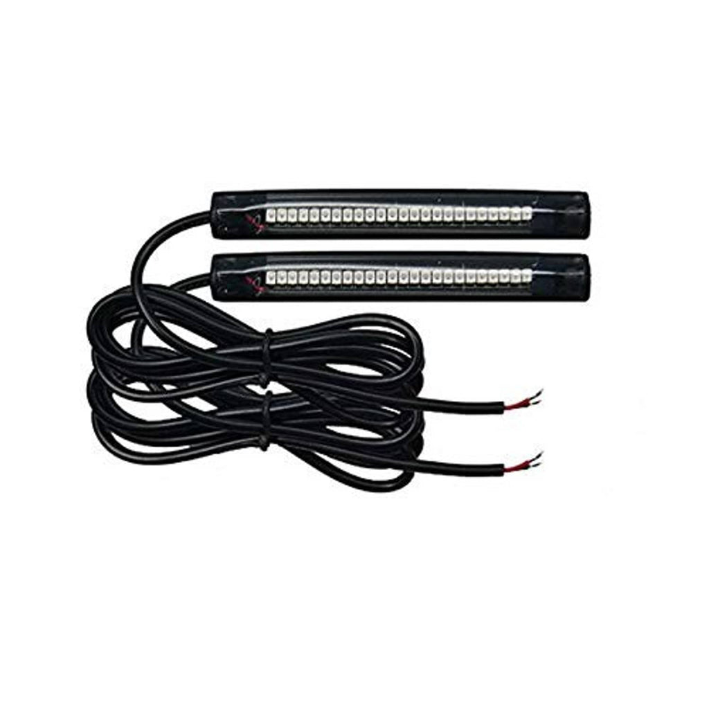 Two slim LED turn signal bars with amber diodes, black housings, and twin leads