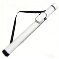 White hard pool cue case with padded end cap and top carry strap