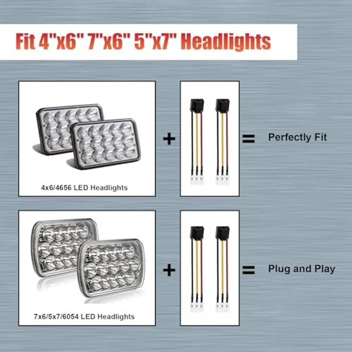 Headlight wiring adapter harness kit with two wire leads and black H4 connectors