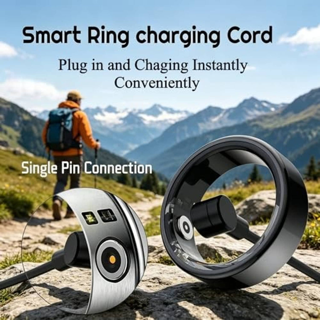 Black magnetic smart ring charging cord with magnetic ports on cable ends