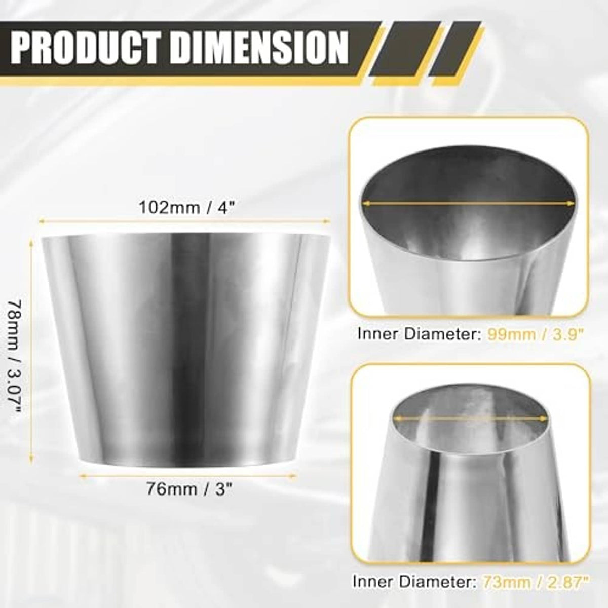 Stainless steel exhaust pipe reducer cone with open round top