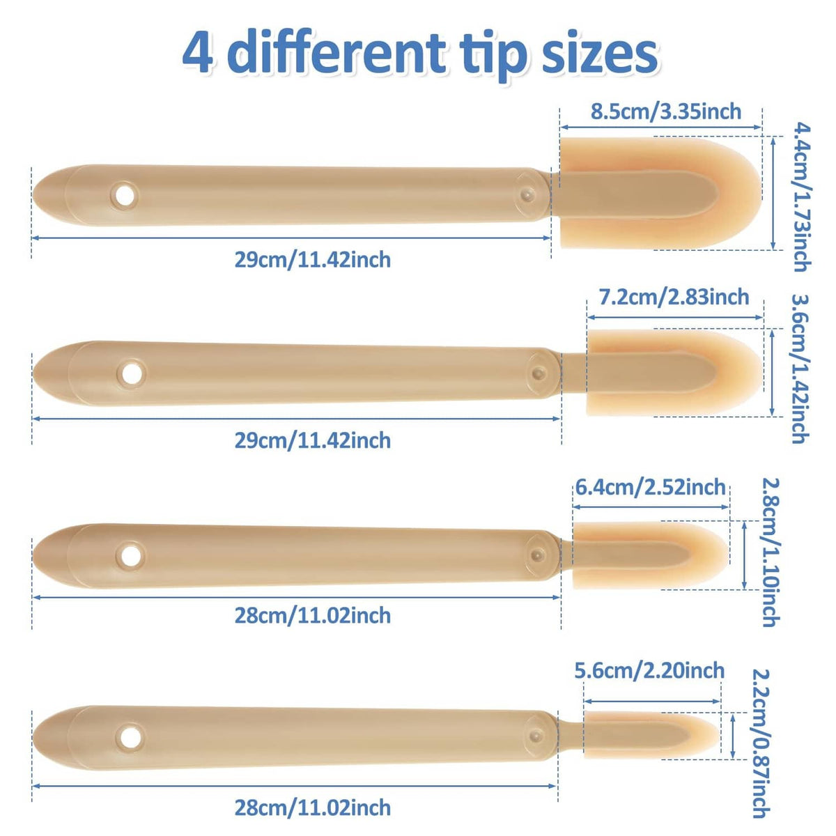 Tan rubber caulking tools in 4 tip sizes with hanging handle