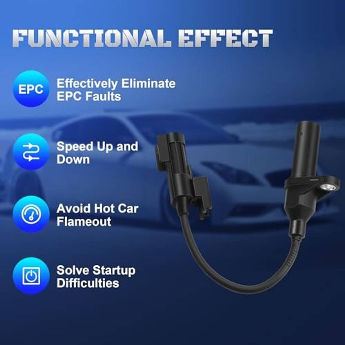 Crankshaft position sensor with sealed body and 2-pin plug on cable