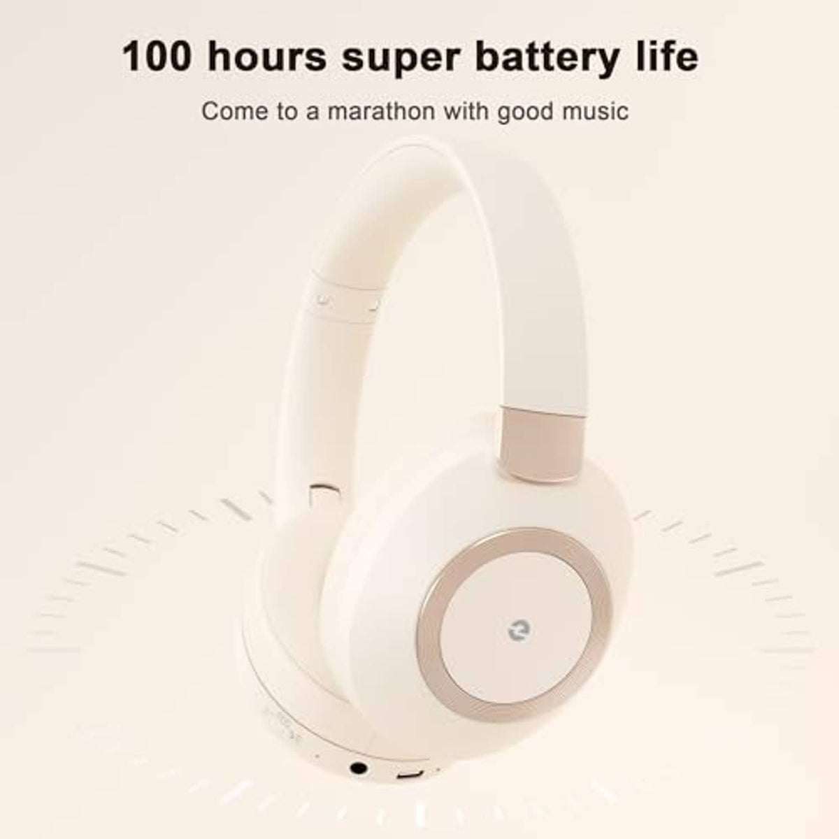 Beige wireless over-ear headphones with extended headband and cushioned pads