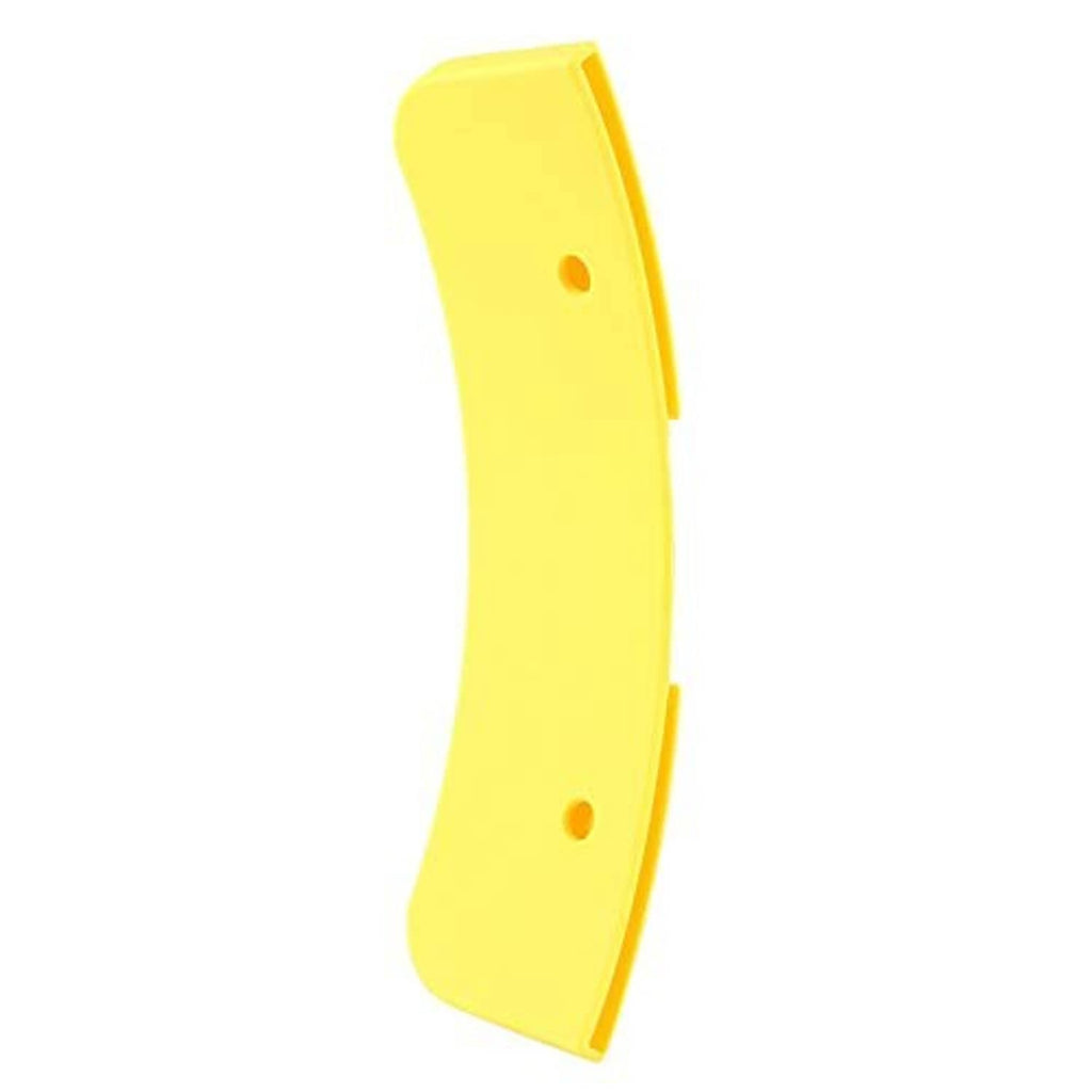 Yellow plastic curved bead breaker cover with two round mounting holes