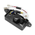 Voltage regulator module with black housing, round knob, and multicolor wire connectors