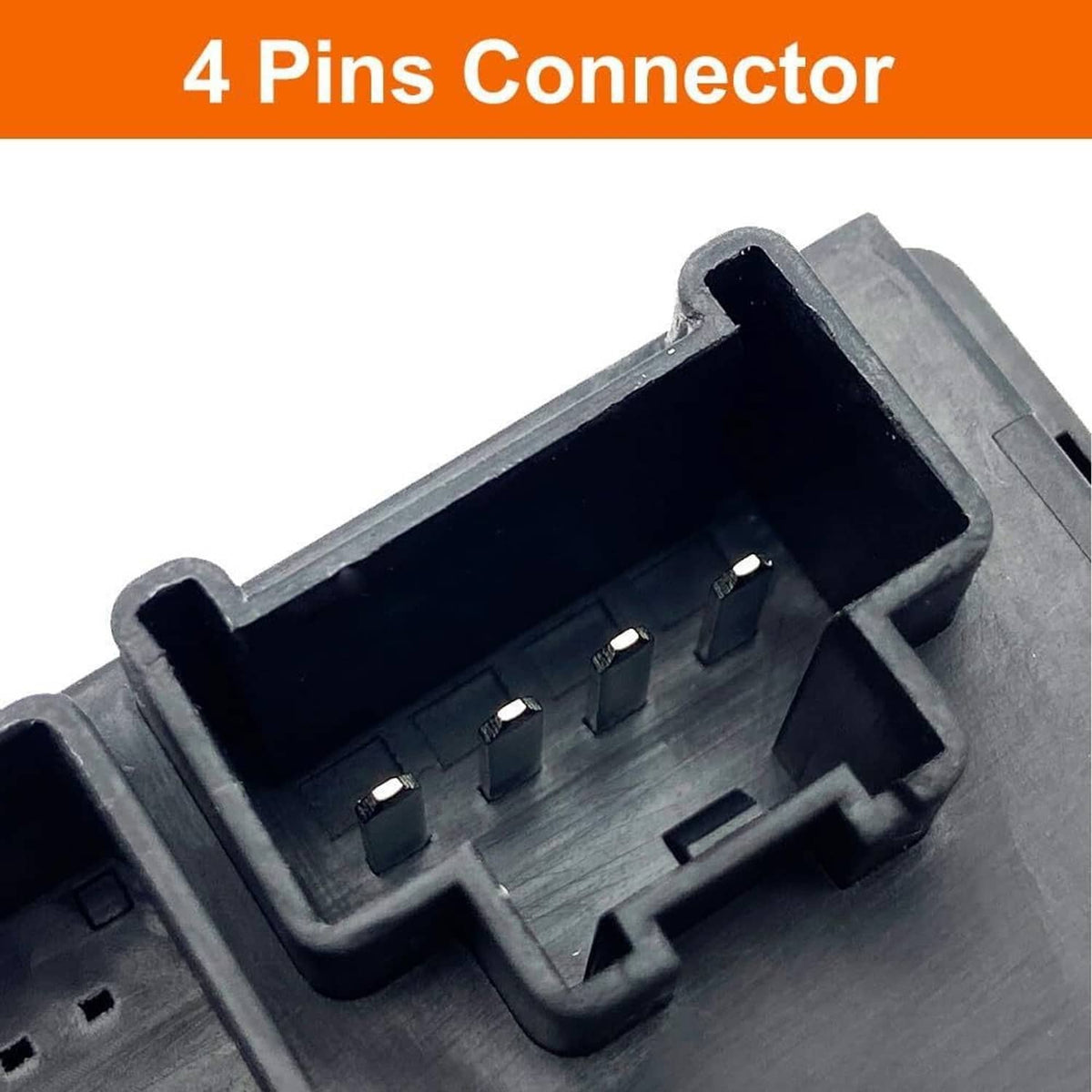 Transfer case control module connector with 4-pin socket, close-up on black housing